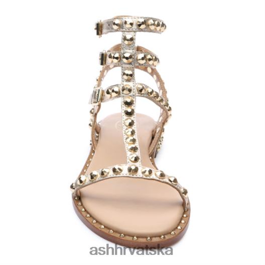 sandale žene ASH 46RP0B52 play metalik ravne sandale s nitnama svijetlo zlato