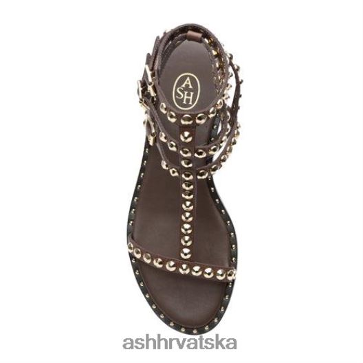 sandale žene ASH 46RP0B54 igrati ravne sandale s nitnama tmoro
