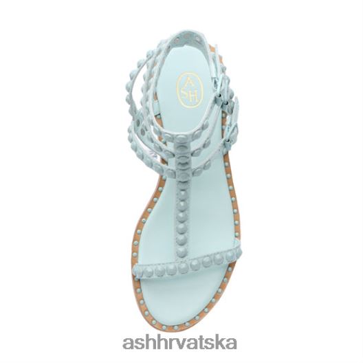 sandale žene ASH 46RP0B59 play bis ravne sandale s nitnama u tonu maglovito plava/maglovito plava