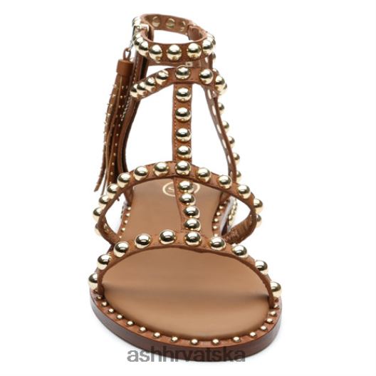 sandale žene ASH 46RP0B68 jaka ravna sandala s resicama novi cimet