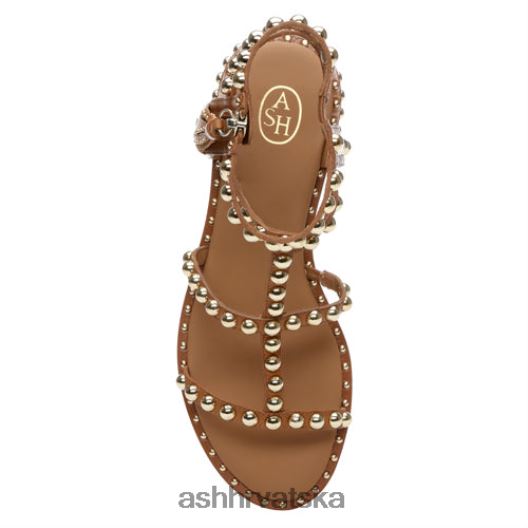 sandale žene ASH 46RP0B68 jaka ravna sandala s resicama novi cimet