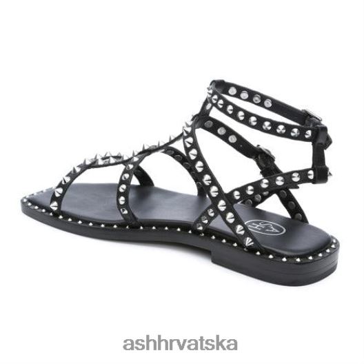 sandale žene ASH 46RP0B72 maeva ravna sandala s četvrtastim prstima s nitnama crno