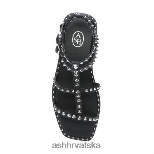 sandale žene ASH 46RP0B72 maeva ravna sandala s četvrtastim prstima s nitnama crno